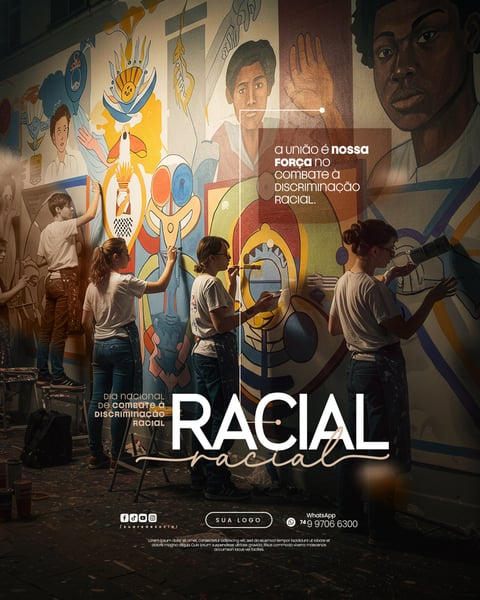 03 DE JULHO - DIA NACIONAL DE COMBATE À DISCRIMINAÇÃO RACIAL - FLYER SOCIAL MEDIA PSD EDITÁVEL
