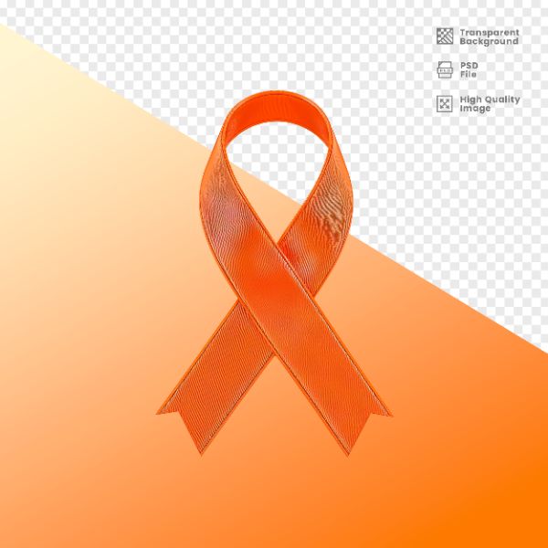 ELEMENTO 3D PARA COMPOSIÇÃO FITA LARANJA LUTA CONTRA O CÂNCER