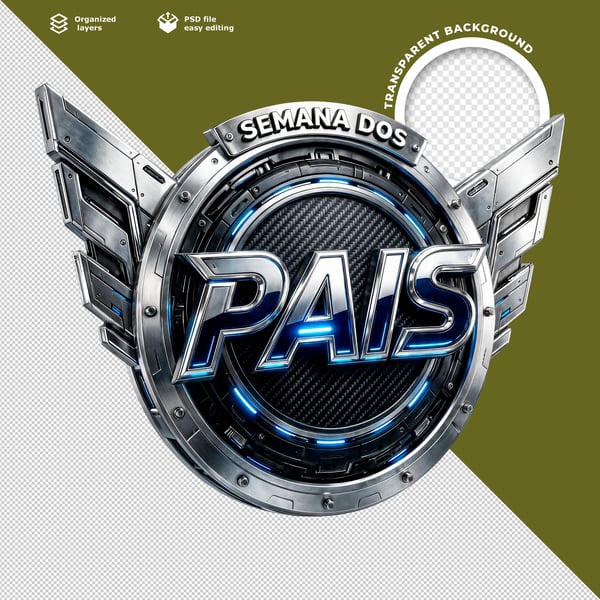 BANNER MODERNO SEMANA DOS PAIS METALIZADO AZUL PRATEADO PSD EDITÁVEL