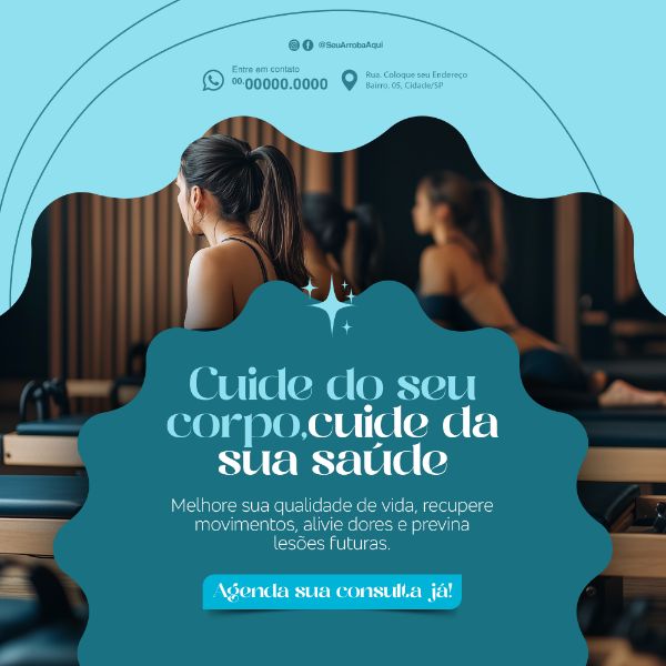 PILATES CUIDE DO SEU CORPO SOCIAL MEDIA PSD EDITÁVEL
