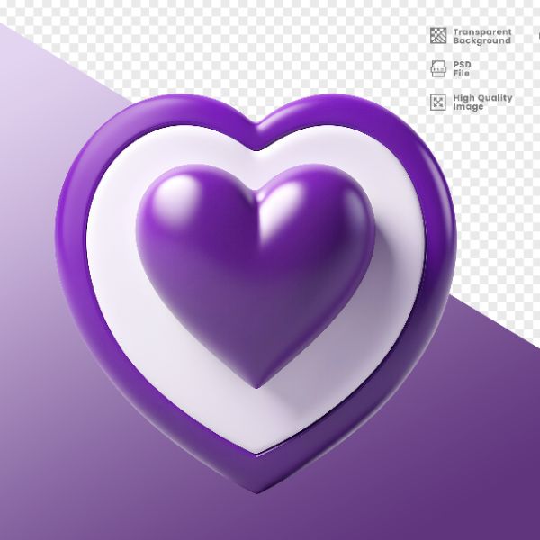 ELEMENTO PARA COMPOSIÇÃO DE CORAÇÃO 3D ROXO