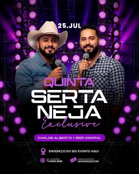 FLYER PARA EVENTO SHOW ARTISTA SERTANEJO PSD EDITÁVEL FEED 3