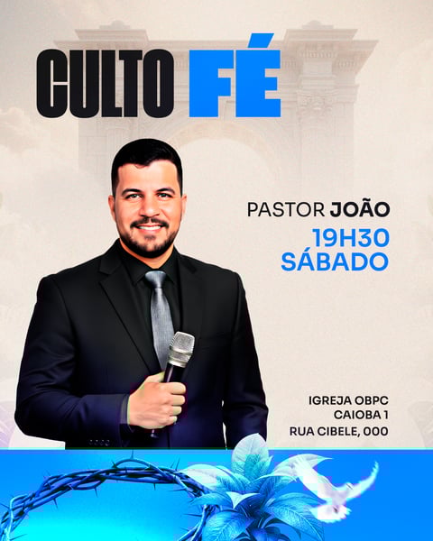 FLYER GOSPEL IGREJA CULTO FÉ PSD FEED 1