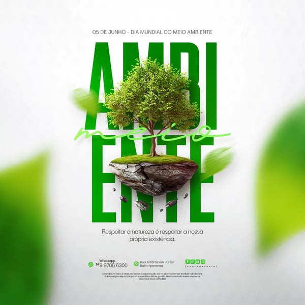 05 DE JUNHO - DIA MUNDIAL DO MEIO AMBIENTE SOCIAL MEDIA PSD EDITÁVEL