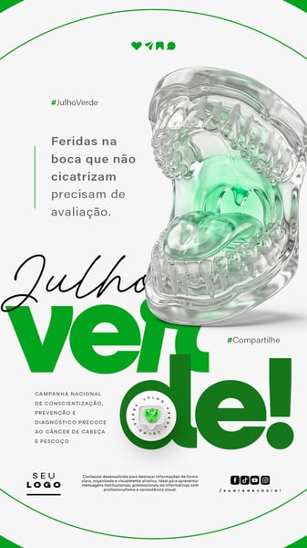 JULHO VERDE CAMPANHA PREVENÇÃO E DIAGNÓSTICO CÂNCER DE CABEÇA E PESCOÇO STORY SOCIAL MEDIA PSD EDITÁVEL 6