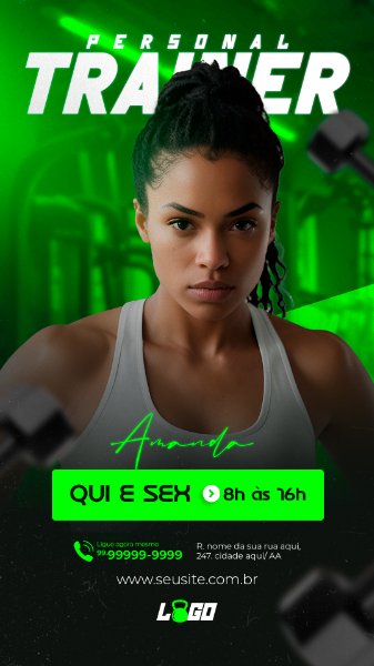 STORY ACADEMIA TREINE COMO A MELHOR PERSONAL TRAINER  SOCIAL MEDIA PSD
