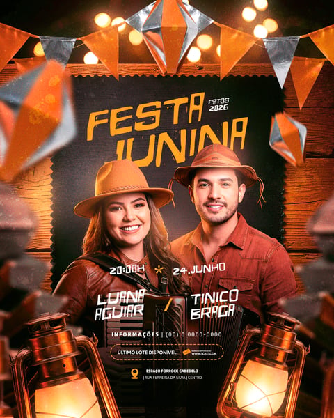 Flyer de Show São João Festa Junina Junho Festa Evento PSD Editável 5