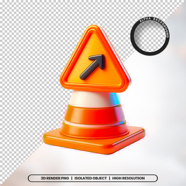 3D RENDER CONE CONSTRUÇÃO ELEMENTO ÍCONE PSD PNG
