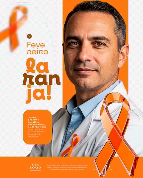 FEVEREIRO LARANJA CAMPANHA NACIONAL DE CONSCIENTIZAÇÃO SOBRE A LEUCEMIA E DOAÇÃO DE MEDULA ÓSSEA SOCIAL MEDIA PSD EDITÁVEL 3