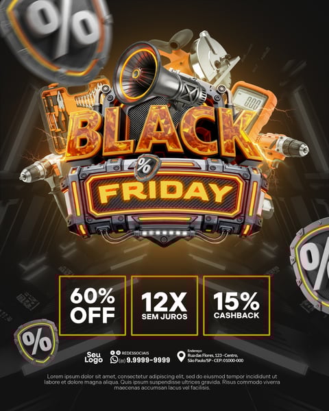 Ofertas Black Friday Loja de Eletrodomésticos Social Media PSD Editável