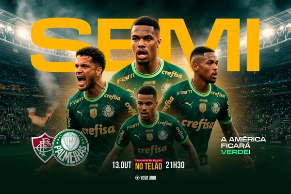 PALMEIRAS FUTEBOL JOGO AO VIVO SOCIAL MEDIA FLYER PSD EDITÁVEL