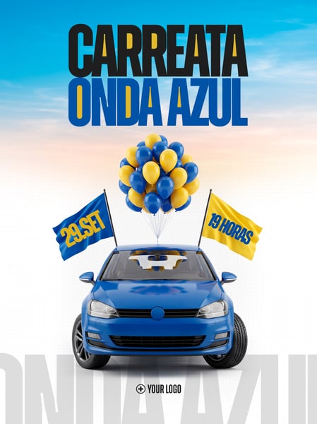 CARREATA ONDA AZUL CAMPANHA POLÍTICA SOCIAL MEDIA FLYER PSD EDITÁVEL
