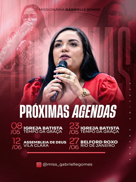 25 PROXIMAS AGENDAS MISSIONÁRIA GABRIELA GOMES