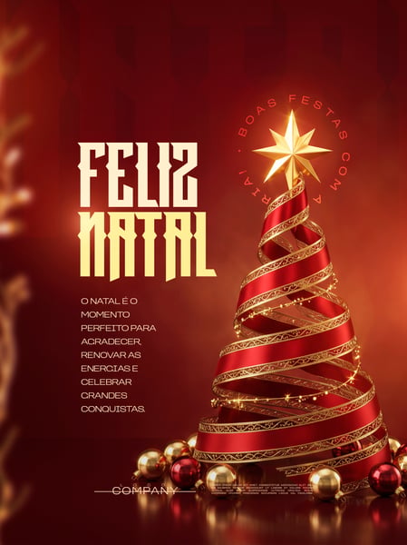 FELIZ NATAL ÁRVORE VERMELHA SOCIAL MEDIA FLYER PSD EDITÁVEL
