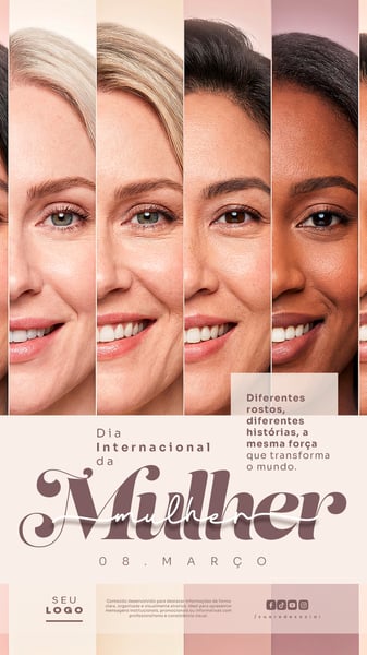 DIA INTERNACIONAL DA MULHER 08 DE MARÇO STORY SOCIAL MEDIA PSD EDITÁVEL 2