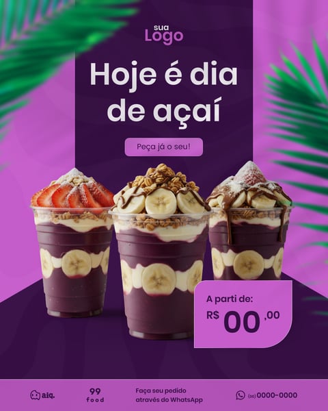 HOJE É DIA DE AÇAÍ Figma Social Media Template