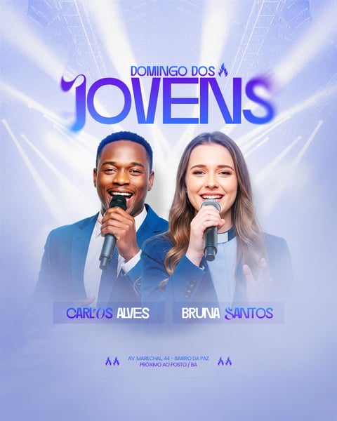 FLYER GOSPEL CULTO DOMINGO DE LOUVOR E ADORAÇÃO IGREJA SOCIAL MEDIA PSD EDITÁVEL