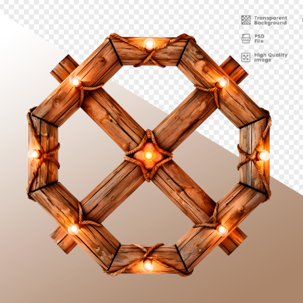 CÍRCULO DE MADEIRA COM LUZ - ELEMENTO 3D PARA COMPOSIÇÃO - WOOD