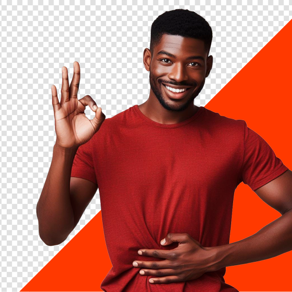 JOVEM FAZENDO SINAL COM A MÃO