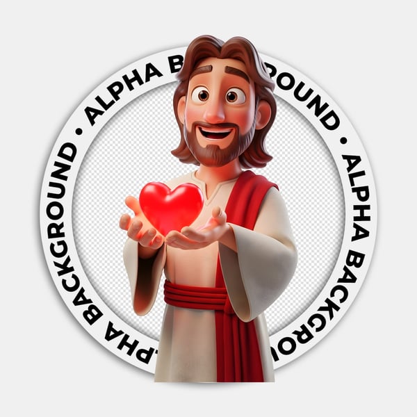 JESUS CRISTO SEGURANDO UM CORAÇÃO VERMELHO PERSONAGEM 3D 03