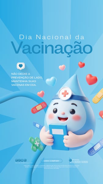 DIA NACIONAL DA VACINAÇÃO CAMPANHA DE SAÚDE SOCIAL MEDIA PSD EDITÁVEL 2 STORY