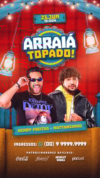 FLYER DE SÃO JOÃO PSD EDITÁVEL STORIES ARRAIÁ TOPADO