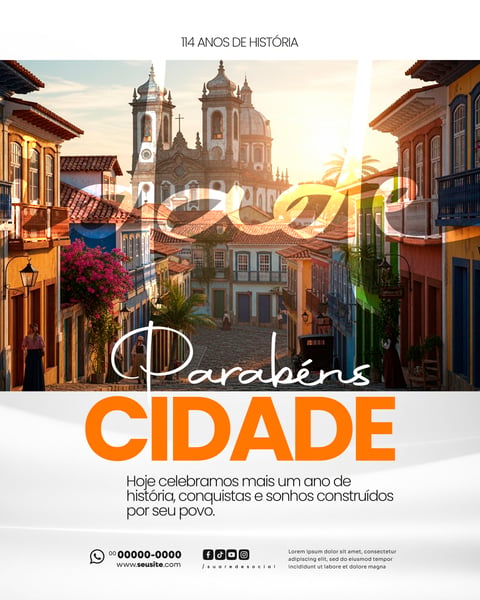 PARABÉNS CIDADE ANIVERSÁRIO SOCIAL MEDIA PSD EDITÁVEL 2