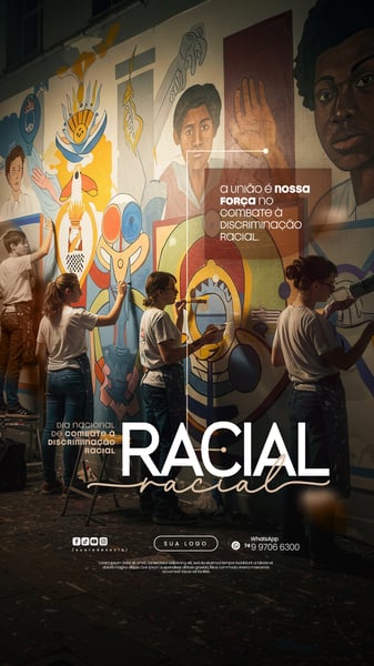 03 DE JULHO - DIA NACIONAL DE COMBATE À DISCRIMINAÇÃO RACIAL - FLYER SOCIAL MEDIA PSD EDITÁVEL
