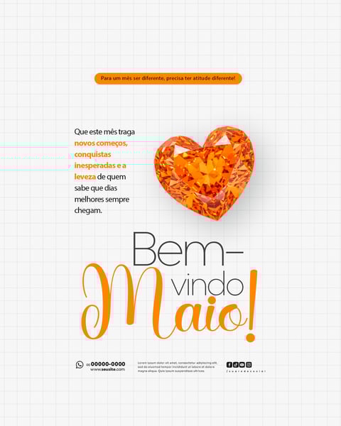 BEM VINDO MAIO SAUDAÇÃO MÊS SOCIAL MEDIA POST EDITÁVEL FEED