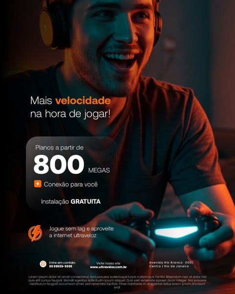 MAIS VELOCIDADE NA HORA DE JOGAR SOCIAL MEDIA PSD EDITÁVEL