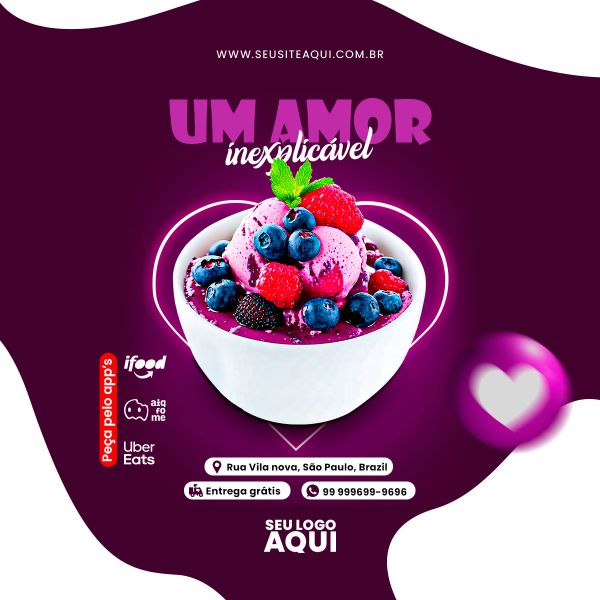 AÇAÍTERIA E SORVETERIA - SOCIAL MEDIA - PSD EDITÁVEL