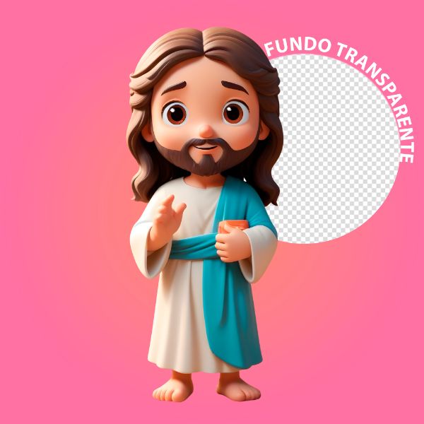PERSONAGEM 3D DE JESUS CRISTO COM FUNDO TRANSPARENTE