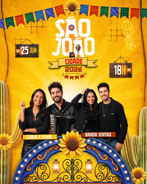 FLYER SÃO JOÃO ARRAIÁ FESTA JUNINA EVENTO SHOW FEED PSD EDITÁVEL 1
