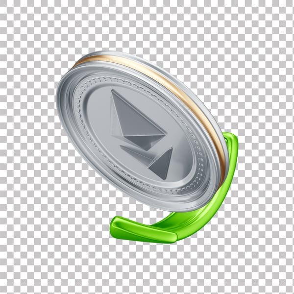 GYV ASSET 3D DE CRIPTOMOEDAS ETHEREUM SIMBOLIZANDO ALTA COM FUNDO ISOLADO (3)