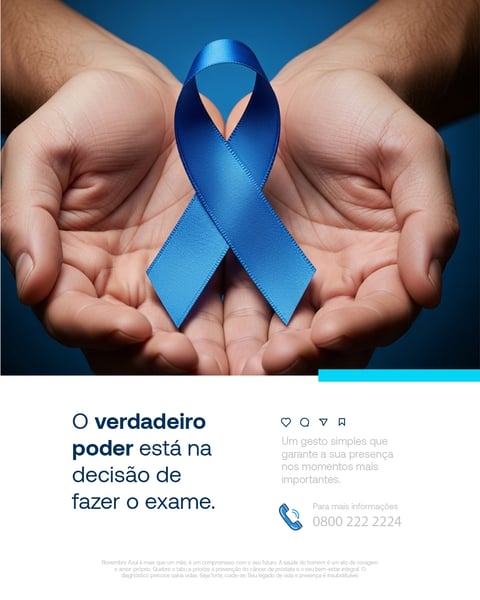 Novembro Azul: Mãos Com Fita Azul Para Conscientização E Prevenção Do Câncer De Próstata E Saúde Do Homem Social Media PSD Editável