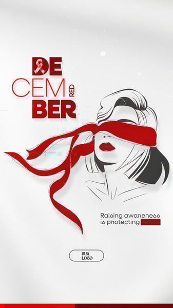 RED DECEMBER MÊS DE LUTA E CONSCIENTIZAÇÃO CONTRA AIDS, HIV E OUTRAS DSTs SOCIAL MEDIA EDITÁVEL PSD