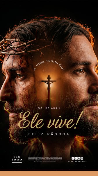 FELIZ PÁSCOA ELE VIVE 05 DE ABRIL STORY SOCIAL MEDIA PSD EDITÁVEL 1