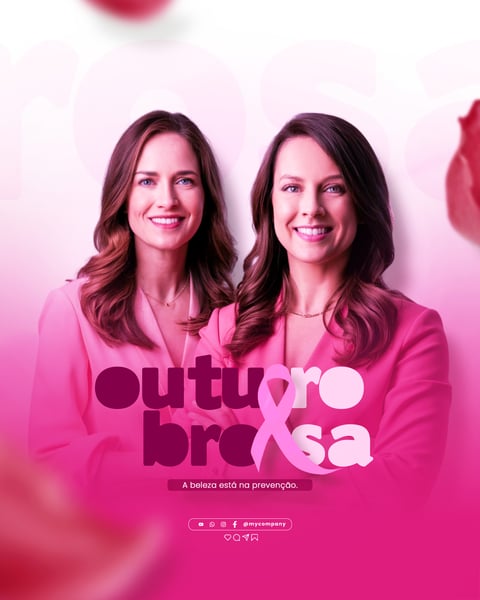 OUTUBRO ROSA MÊS DE CONSCIENTIZAÇÃO SOBRE O CÂNCER DE MAMA SOCIAL MEDIA FLYER PSD EDITÁVEL L1