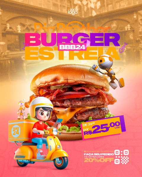 FLYER BURGER DE ESTREIA DO BBB DELIVERY FEED