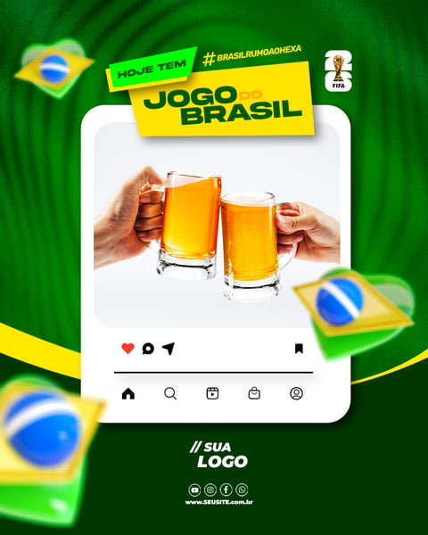 Post Instagram Jogo do Brasil Copa PSD Editável