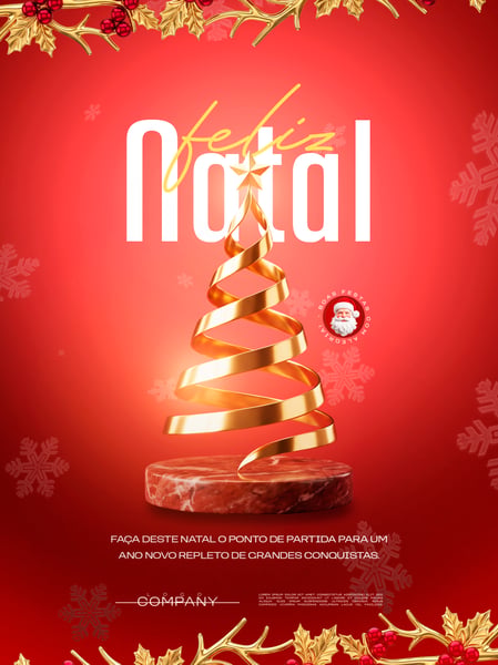 FELIZ NATAL ÁRVORE DOURADA SOCIAL MEDIA FLYER PSD EDITÁVEL