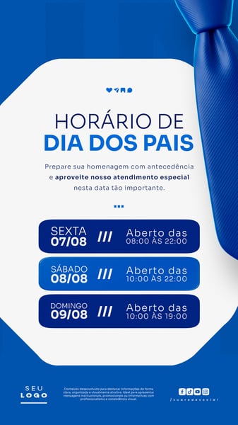 COMUNICADO IMPORTANTE DIA DOS PAIS AVISO HORÁRIO FUNCIONAMENTO STORY SOCIAL MEDIA PSD EDITÁVEL 2
