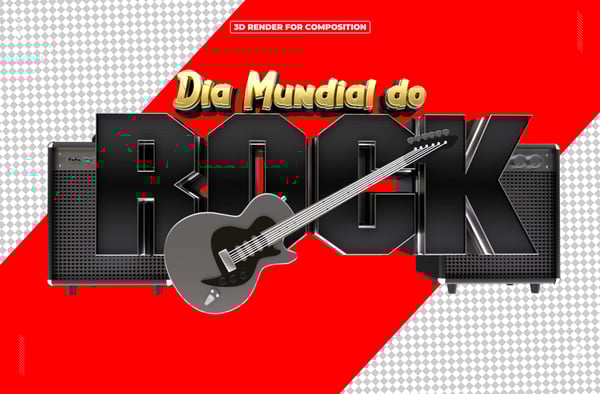 SELO 3D DIA MUNDIAL DO ROCK PARA REDES SOCIAIS