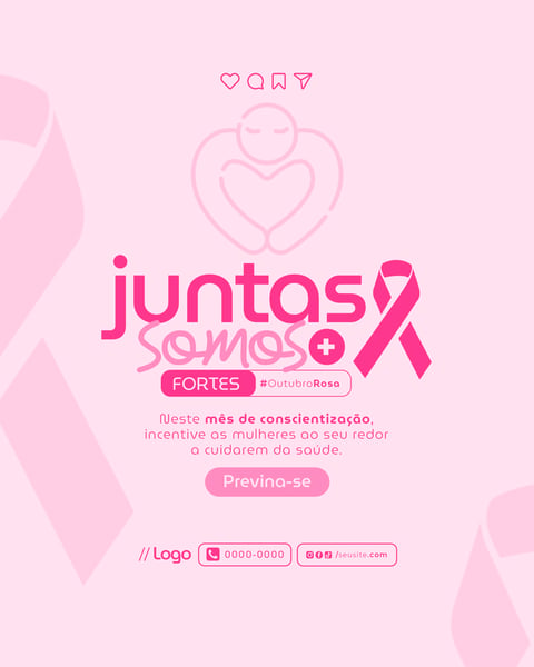 Postagem Social Media Campanha de Conscientização Contra o Câncer de Mama - Outubro Rosa