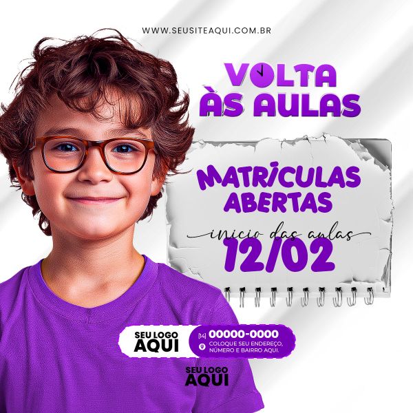 VOLTA ÀS AULAS | MATRÍCULAS ABERTAS | ESCOLA | PSD EDITÁVEL
