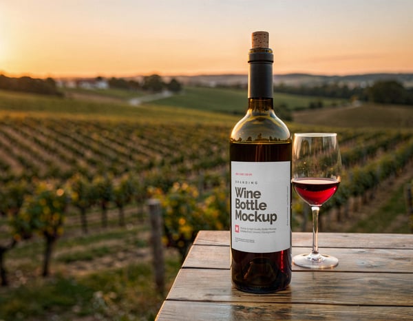 GARRAFA DE VINHO PSD EDITÁVEL MOCKUP