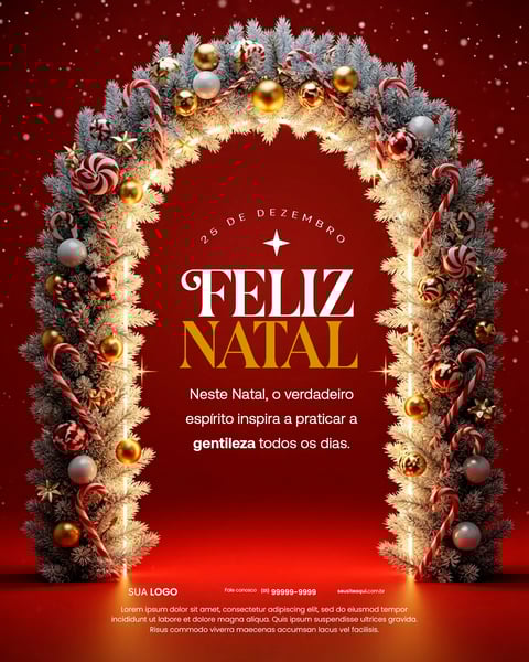 Espírito Natalino: Gentileza E Celebração No Arco De Festividades Social Media PSD Editável