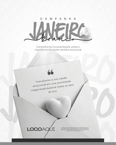 JANEIRO BRANCO SAÚDE MENTAL CORAÇÃO SOCIAL MEDIA FLYER PSD EDITÁVEL