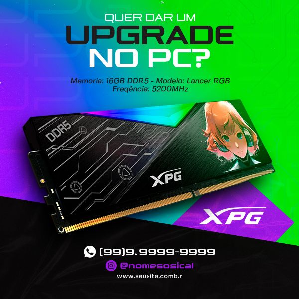 SOCIAL MEDIA FEED QUER DAR UM UPGRADE NO PC MEMORIA DDR5 XPG PSD EDITÁVEL