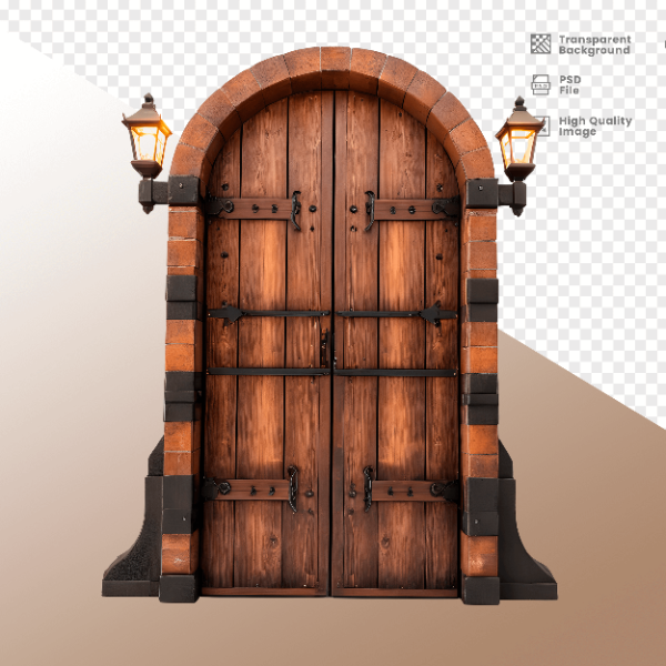 PORTA DE MADEIRA COM LUZ - ELEMENTO 3D PARA COMPOSIÇÃO